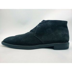 SALVATORE FERRAGAMO Studio Chukka Boots Black Suede Mid Dress Shoes 10.5 D Italy